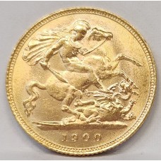 GREAT BRITAIN UK 1900 . HALF 1/2 SOVEREIGN . GOLD COIN